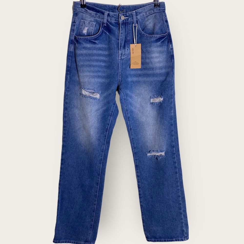 HDLTE Women’s Distressed Baggy Jeans Ripped High Waist Jeans Wide Leg